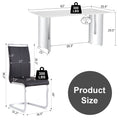 Modern Minimalist Dining Table. Imitation Marble Glass Sticker Desktop, Stainless Steel Legs, Stable And Beautiful. 4 Black Pu Seats. 63 