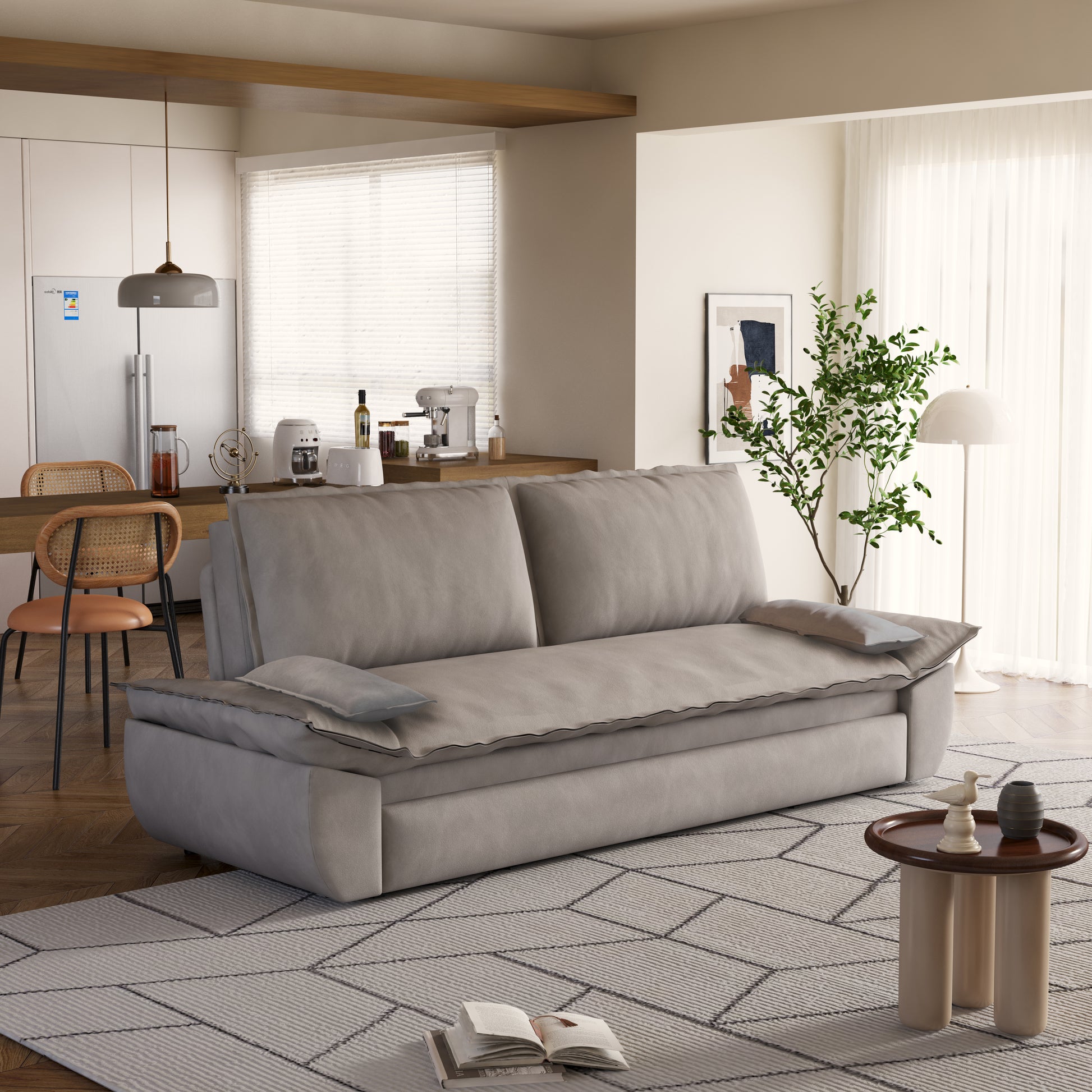 70.1" Queen Pull Out Sofa Bed, 3 In 1 Convertible Sleeper Sofa With 2 Soft Pillows,Multi Functional Velvet Loveseat Bed,Grey Old Sku:W1885P143788 W1885P154642 Grey Velvet 2 Seat