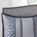 7 Piece Jacquard Comforter Set Navy Queen Queen Navy Polyester
