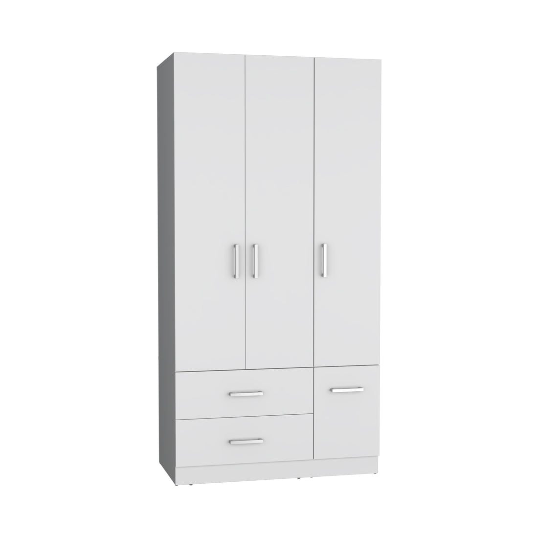 Sebree 71" High Armoire Wardrove Closet With 2 Drawers, Four Doorsthree Cabinetsix Shelves And Hanging Rod, Bedroom Clothes Storage Cabinet Organizer White Bedroom Modern Particle Board