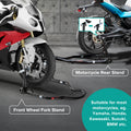 Motorcycle Stand 850Lb Sport Bike Front & Rear Wheel Lift Swingarm Paddock Stands Black,U L Black Steel