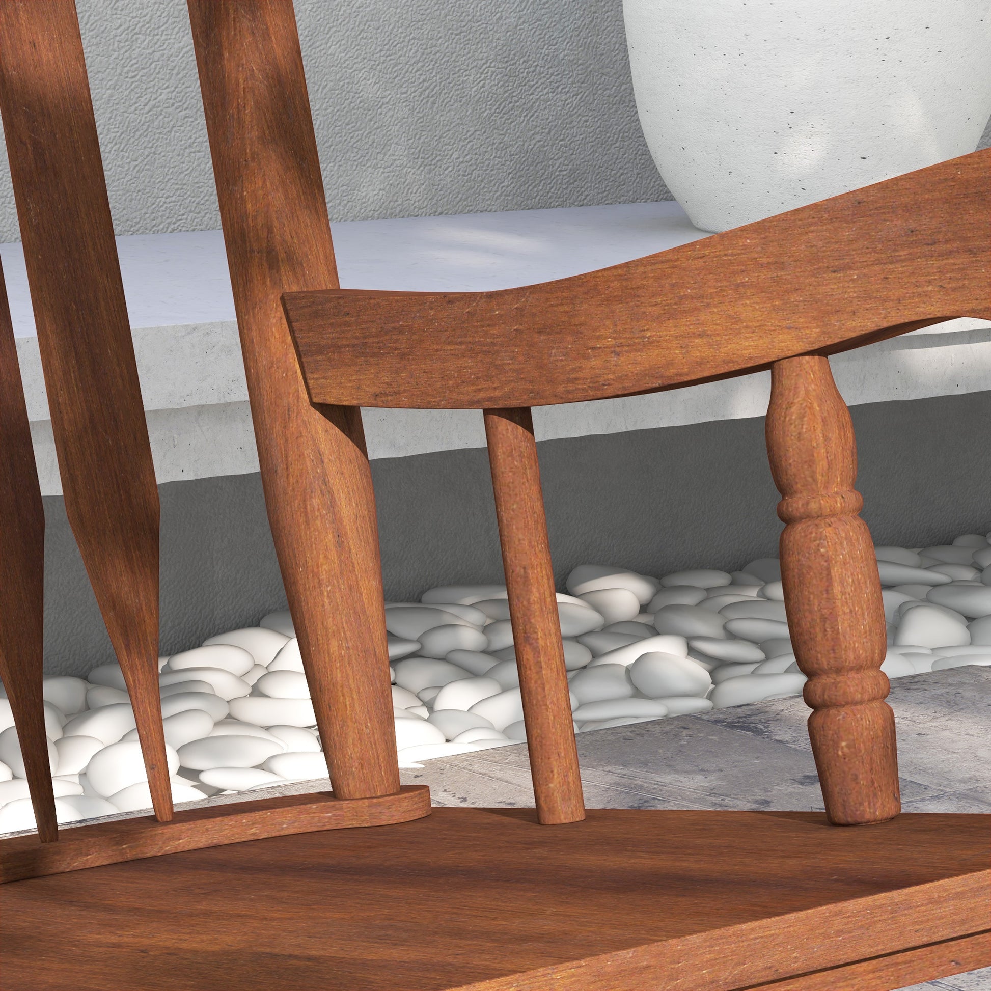 Outsunny Outdoor Wood Rocking Chair, 350 Lbs. Porch Rocker With High Back For Garden, Patio, Balcony, Teak Natural Wood