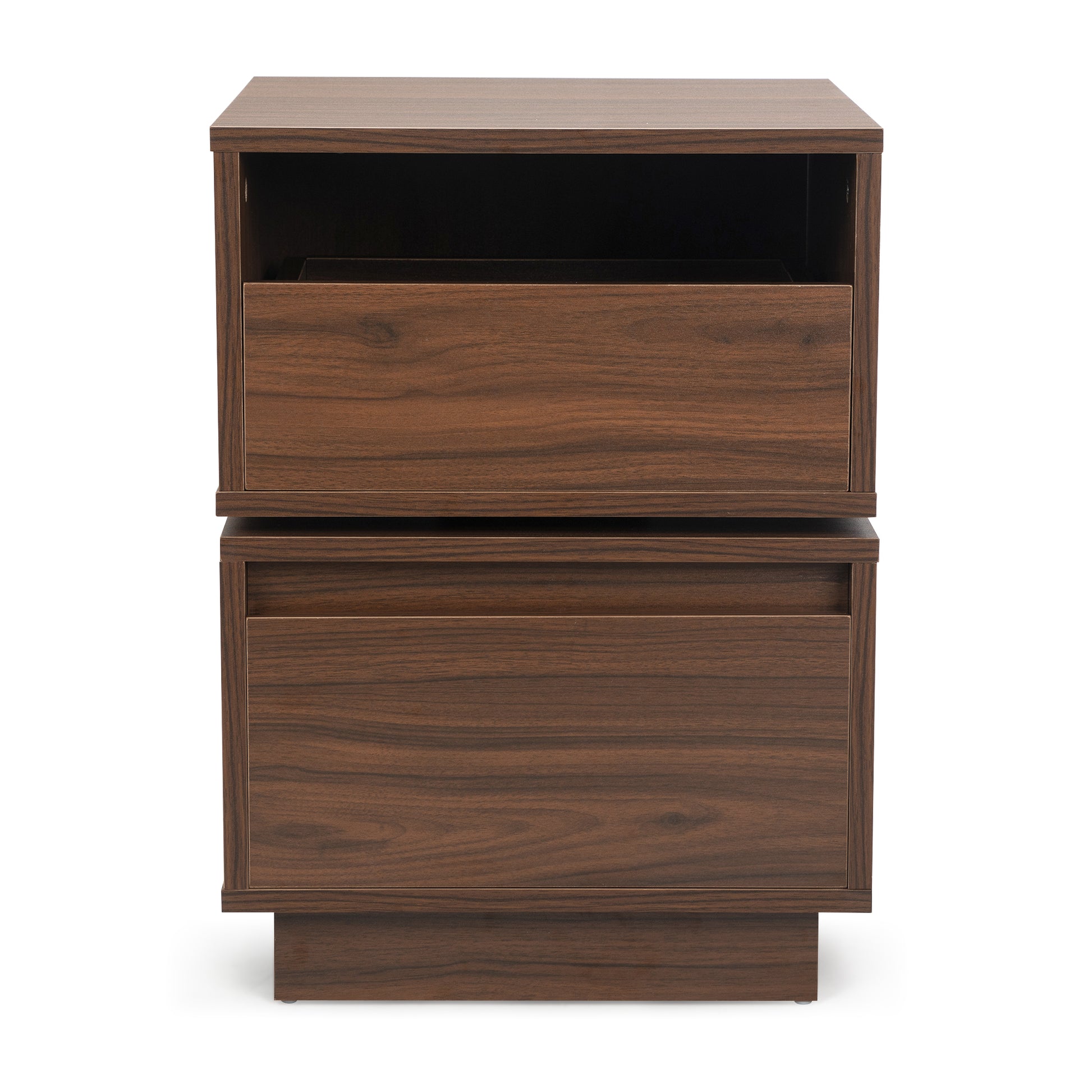 Rotatable Nightstand End Table, Bedside Table With 2 Drawers, 2 Drawer Dresser For Bedroom, Closet, Entryway, College Dorm, Walnut Walnut 2 Drawers Bedroom Bedside Cabinet Artsy,Classic Space Saving Particle Board