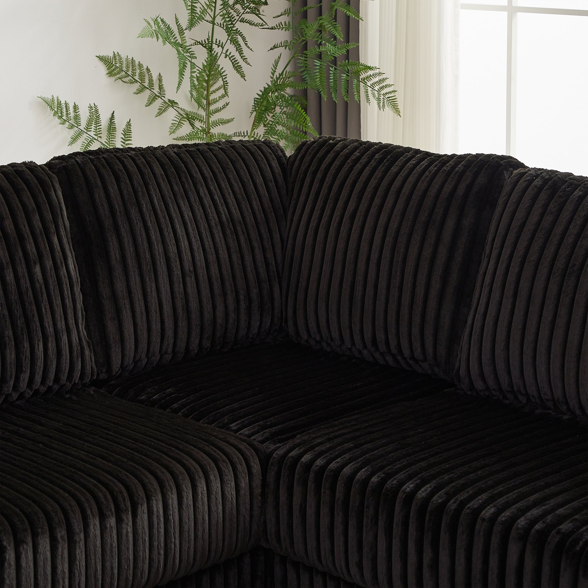 110 Inch Oversized Corduroy Corner Sofa,L Shaped Corner Couch With Two Storage Spaces,Usb Port & T Pyce Port And Cup Holderdeep Seat Comfy Upholstered Couches For Living Room Not Freely Combinable Black Corduroy 5 Seat