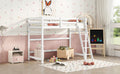 Twin Size High Loft Bed With Inclined Ladder, Guardrails,White Twin White American Design Pine