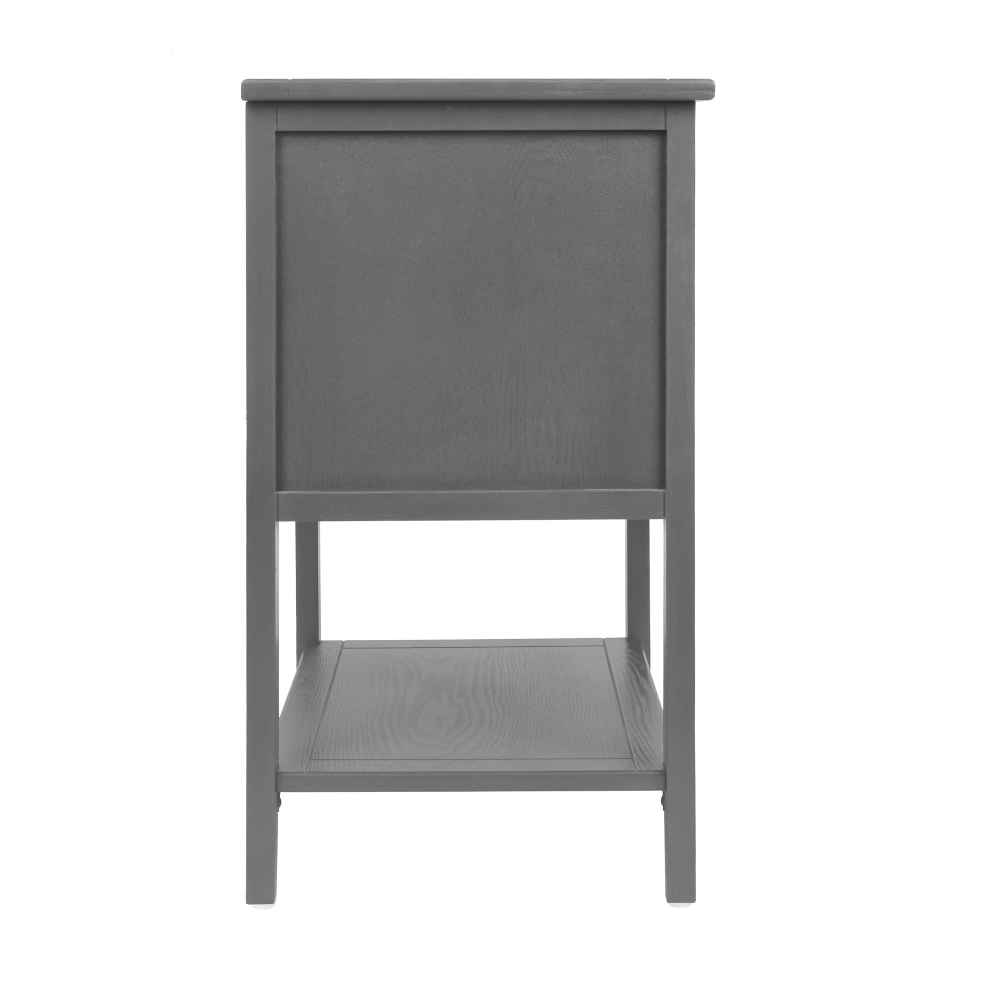 2 Drawer Side Table,Naturel Rattan,End Table,Suitable For Bedroom, Living Room, Study Gray Mdf