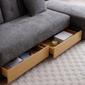 Convertible Sleeper Sofa Couch,Multifunctional Double Folding Sofa Bed,Storage Ottoman And Sofa Arm With Box And Drawer, Drop Down Table With 2Cup Holders For Living Room,Apartment,Office,Grey Grey Linen Wood Primary Living Space Modern Foam Cotton Linen