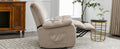 Massage Recliner Chair Electric Power Lift Recliner Chairs With Heat, Vibration, Side Pocket For Living Room Bedroom, Beige Beige Velvet