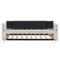 Twin Size Upholstery Daybed With Storage Arms, Trundle And Usb Design, Beige Old Sku:Gx000547Aaa Box Spring Not Required Twin Beige Wood Upholstered