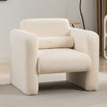 Modern Accent Chair Lambskin Sherpa Fabric Upholstered Comfy Reading Arm Chair Soft Padded Armchair With Back And Pillow For Living Room Bedroom Reception Waiting Room Office, Cream Cream Primary Living Space Upholstered