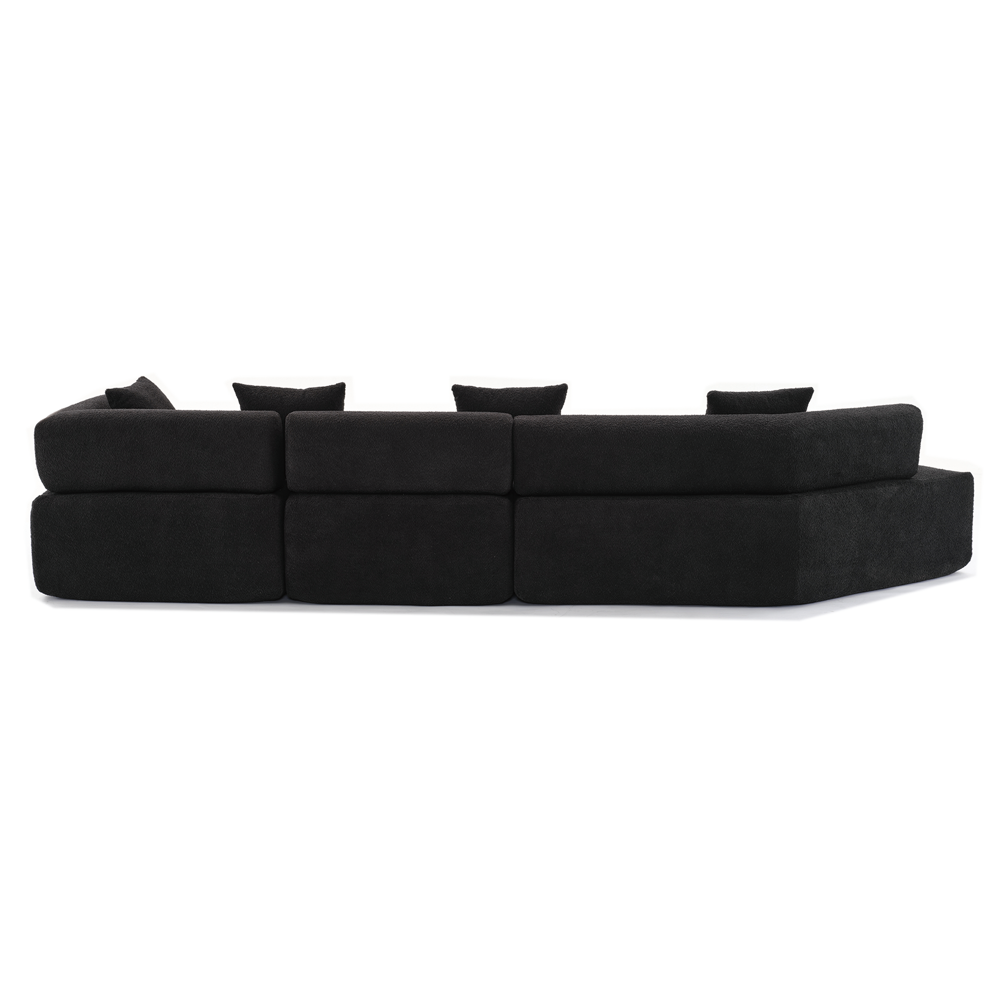 Arrived Modern Minimalist 140" L Shape Couch ,No Assembly Required,Boucle,Modular Sofa ,Couch With Chaise,Free Combination Foam Filled Sofa, 4 Seats,Black Black Polyester Primary Living Space Soft Modern Foam Polyester 4 Seat