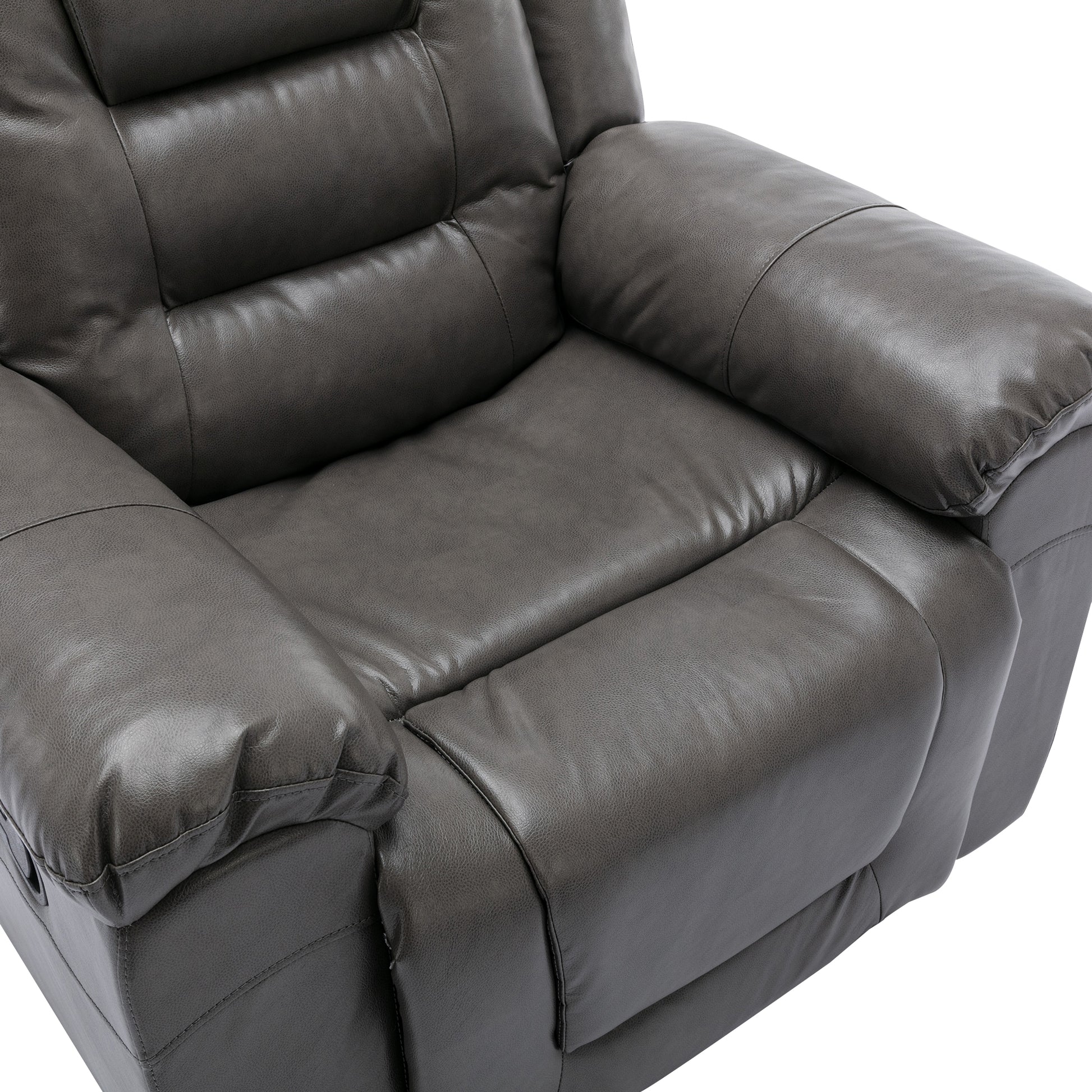 3 Seater Home Theater Recliner Manual Recliner Chair With Two Built In Cup Holders For Living Room,Bedroom, Grey Grey Foam Pu