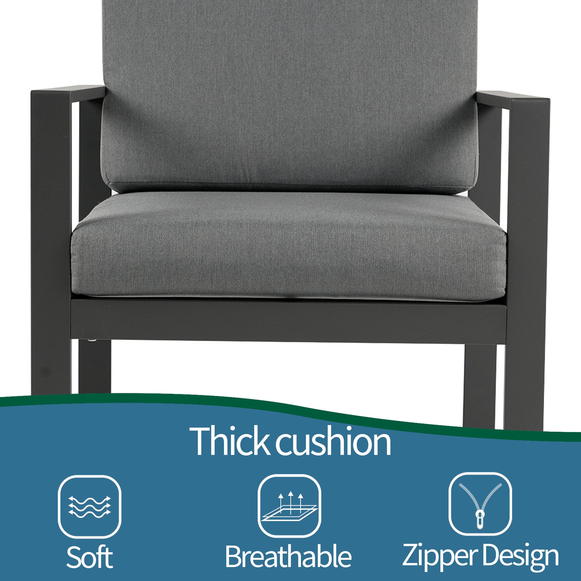 Aluminum Modern 4 Piece Sofa Seating Group For Patio Garden Outdoor Yes Complete Patio Set Black Mildew Resistant Frame Fade Resistant Cushion Garden & Outdoor Modern Complete Patio Sets Aluminium Aluminium