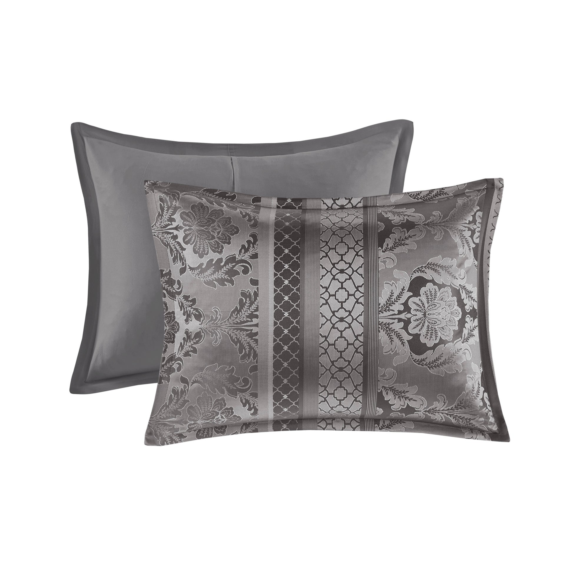 7 Piece Jacquard Comforter Set Grey King King Grey Polyester