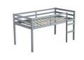 Solid Wooden, Rubber Wooden Twin Loft Bed With Ladder, Bed Platform Of Strengthened Slatsgrey Twin Grey Rubber Wood