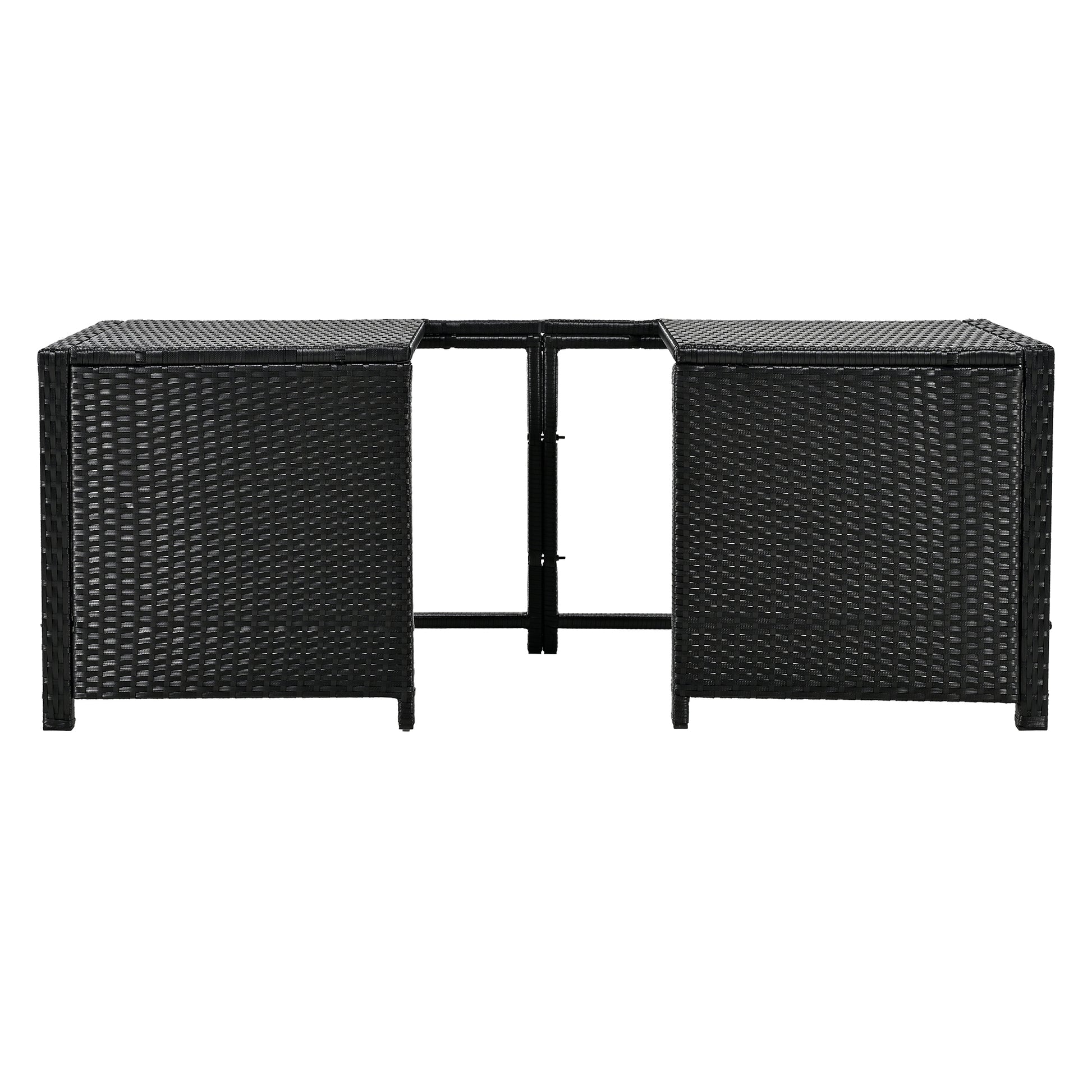 Spa Surround Spa Frame Quadrilateral Outdoor Rattan Sectional Sofa Set With Mini Sofa,Wooden Seats And Storage Spaces, Beige Yes Beige Water Resistant Frame Water Resistant Cushion Garden & Outdoor Sectional Seating Groups Foam Rattan Waterproof Fabric