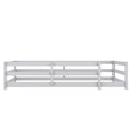 Twin Size Floor Bed, Montessori Floor Bed With Fence, Kids Montessori Bed Twin Size, Wood Montessori Floor Bed For Kids, Girls, Boys Gray Grey Wood Metal