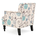 Harrison Tufted Club Chair White Blue Fabric 1 Seat