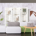 Room Divider With Shelves, 6 Panel Room Dividers And Folding Privacy Screens, Partition Room Divider Temporary Wall, Freestanding Room Divider For Home Office Studio Apartment White White Modern Wood