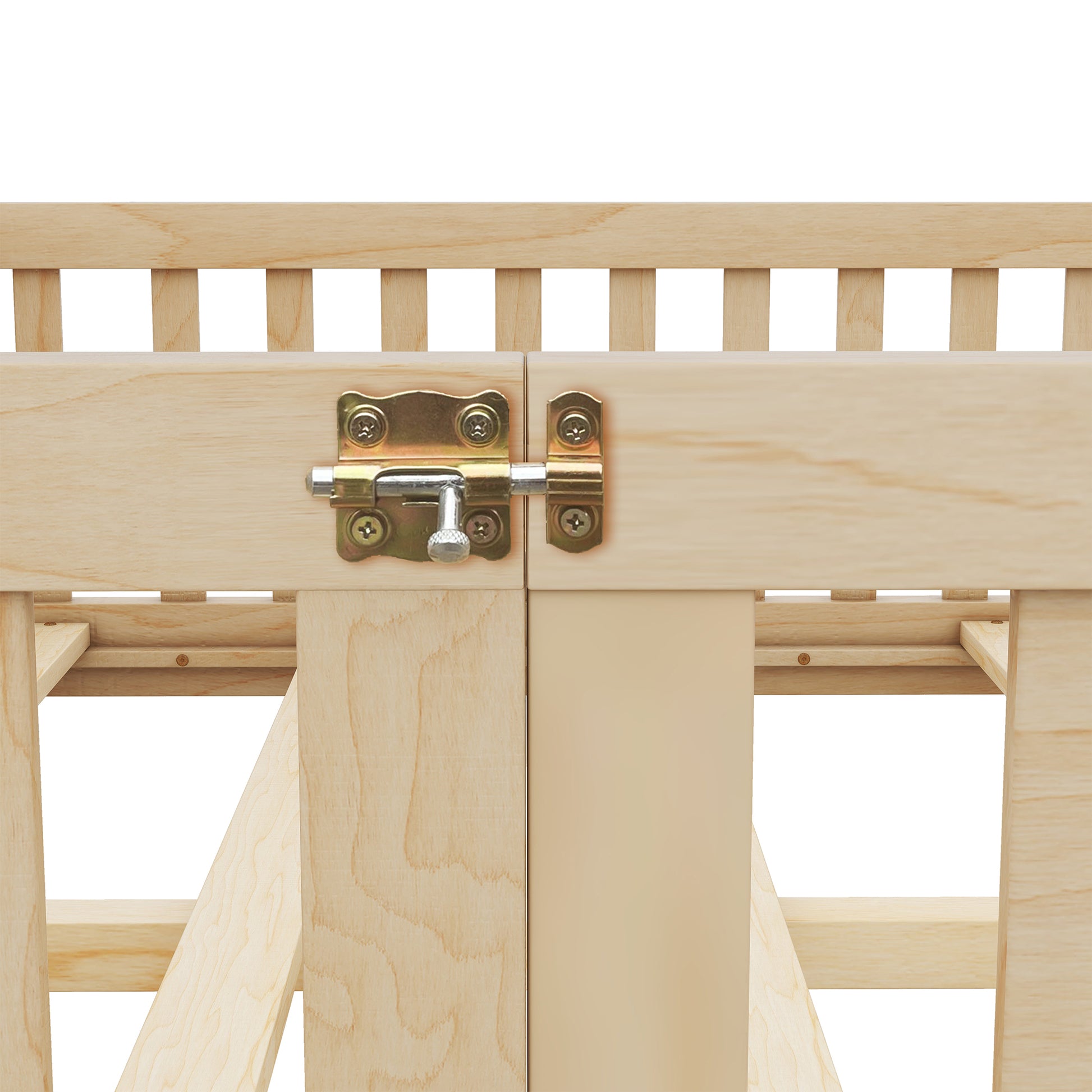 Full Size Bed Floor Bed With Safety Guardrails And Door For Kids, Natural Old Sku: W158090693 Full Natural Pine