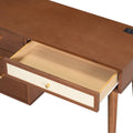 3 Pieces Bedroom Set With Queen Size Wooden Bed Frame, 1 Vintage Nightstand And 1 Makeup Vanity Set With Stool,Walnut Expected Arrival Time: 08.23 Queen Walnut 3 Piece Set Wood