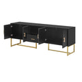Modern Tv Stand For Tv Up To 70 Inches,Tv Cabinet With 1 Drawer, 2 Cabinets And Metal Legs, Handles And Anti Tip Device For Living Room Black 70 79 Inches Mdf