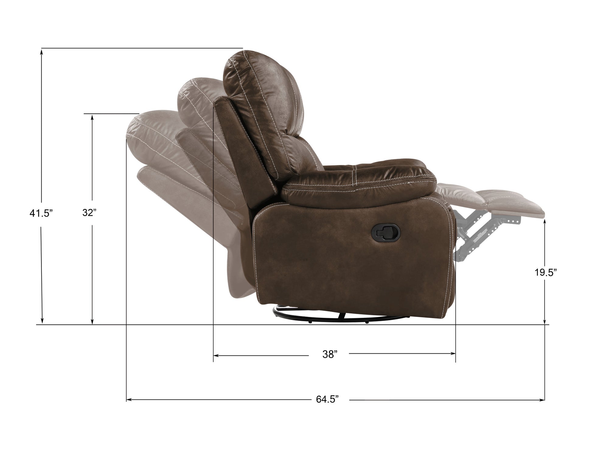 Hooper Brown Swivel Gliding Recliner Brown Foam Engineered Wood