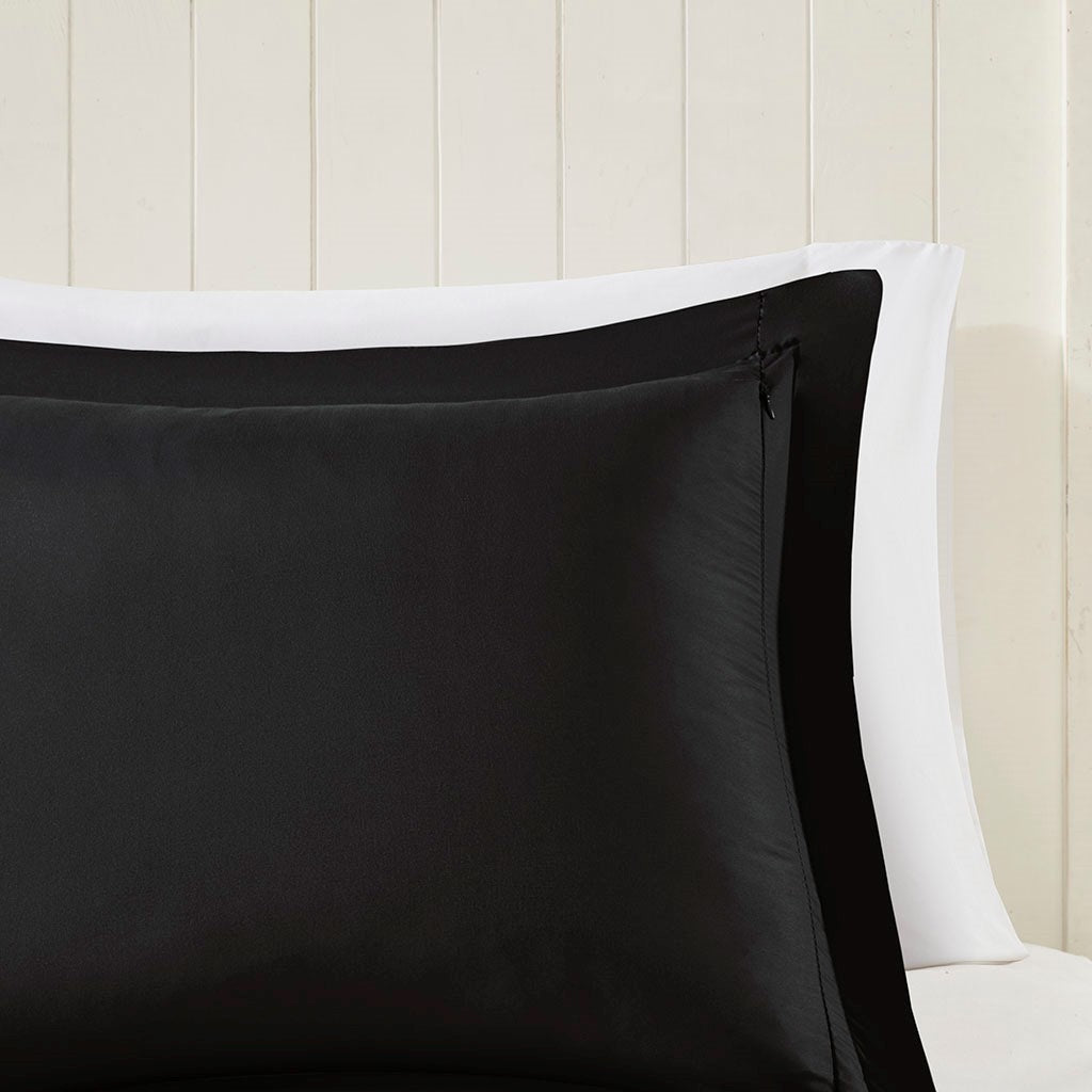 3M Scotchgard Diamond Quilting Reversible Down Alternative Comforter Set Twin Black Polyester