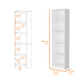 Sutton Slim Bookcase With Modern 5 Shelf Design White Particle Board Engineered Wood