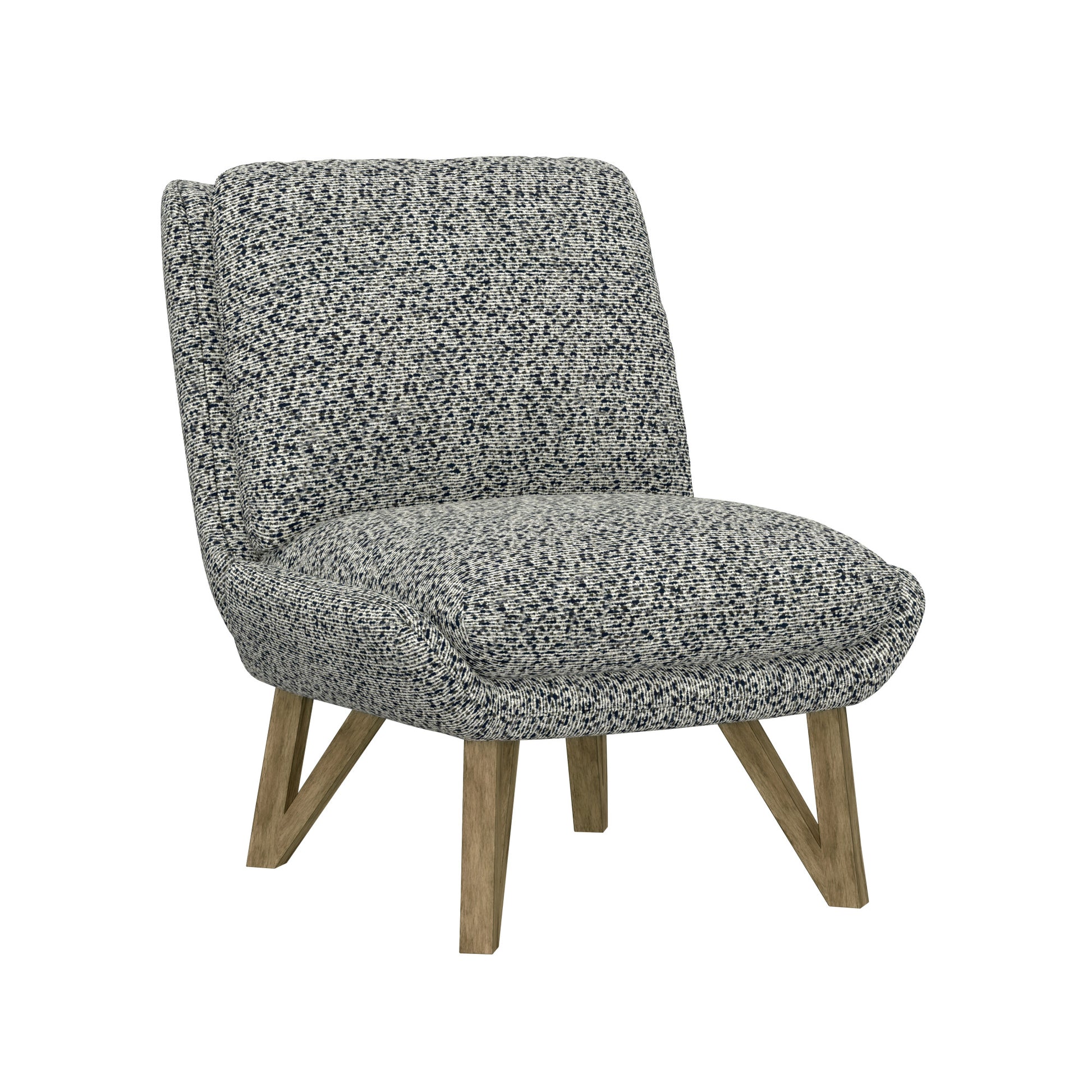 Emerse Blue Armless Accent Chair Black Gray Foam Solid Wood
