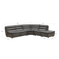 Carter Leather Sectional Gray Genuine Leather Wood Primary Living Space Medium Firm Tight Back Mid Century Modern Modular Eucalyptus Armless Memory Foam Leather 5 Seat