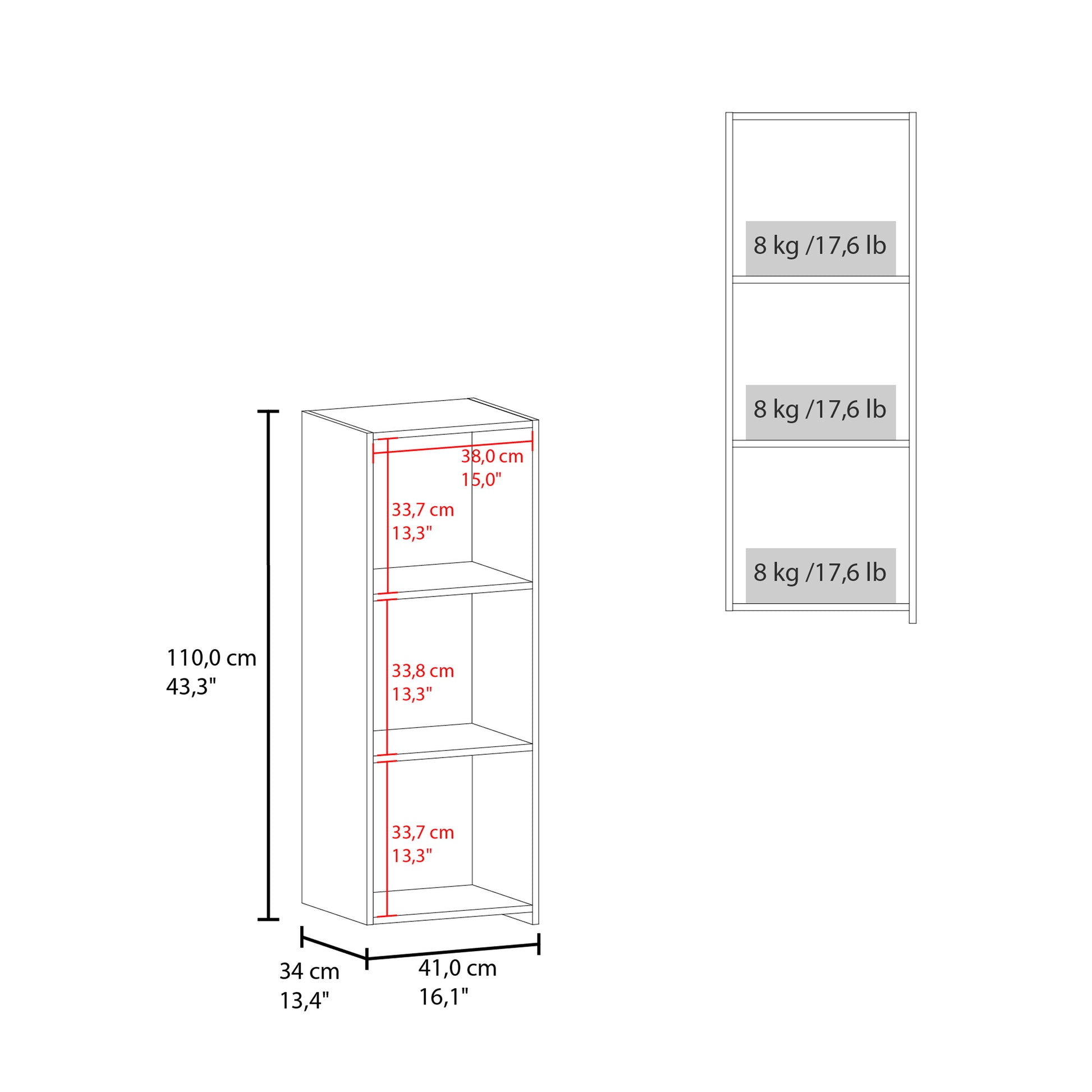 Obregon 43" Tall One Door Wall Cabinet With Two Open Shelves, Medicine Cabinet White 1 2 Bathroom Wall Mounted Modern Particle Board