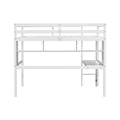 Twin Loft Bed With Built In Desk And Bookcase Of Three Compartments, Guardrails And Ladder,White Twin White Pine