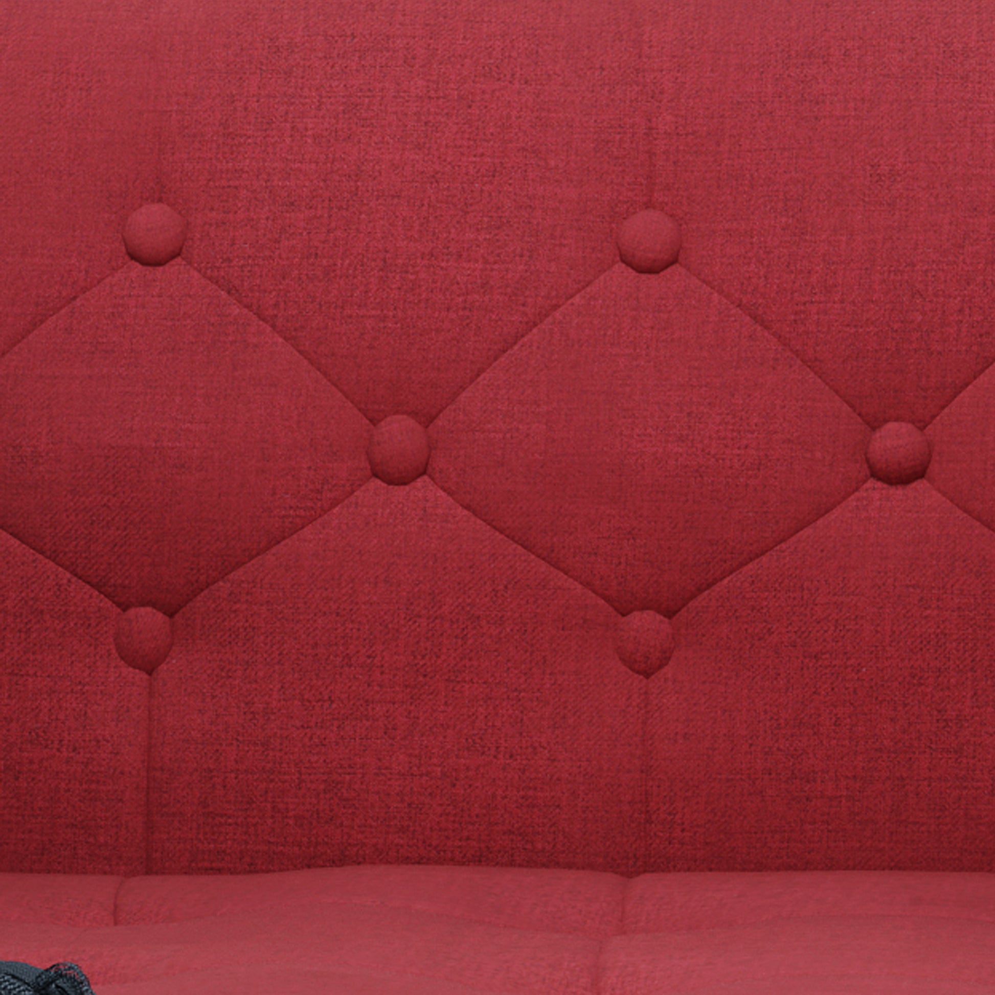 Aidan Mid Century Modern Tufted Fabric Sofa Red Fabric