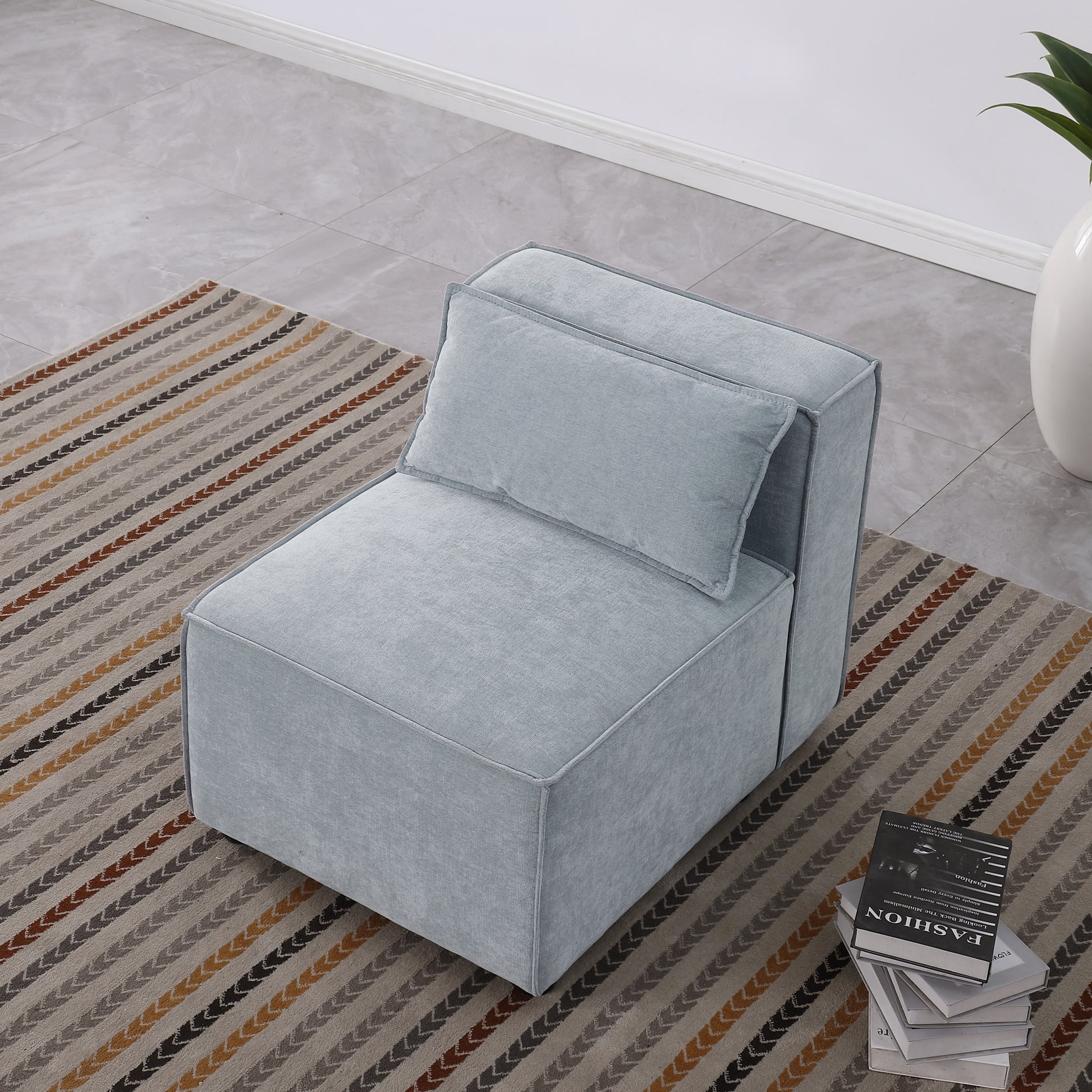 Modular Sofa Grayish Blue Chenille Fabric, Simple And Grand, The Seat And Back Is Very Soft. This Is Also A Knock Down Sofa Wood Primary Living Space Medium Duty Eucalyptus 1 Seat Grayish Blue Chenille Medium Soft Cushion Back American Design L Shaped