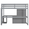 Twin Size Loft Bed With Wardrobe, Desk And Storage Drawers, Gray Twin Gray Pine