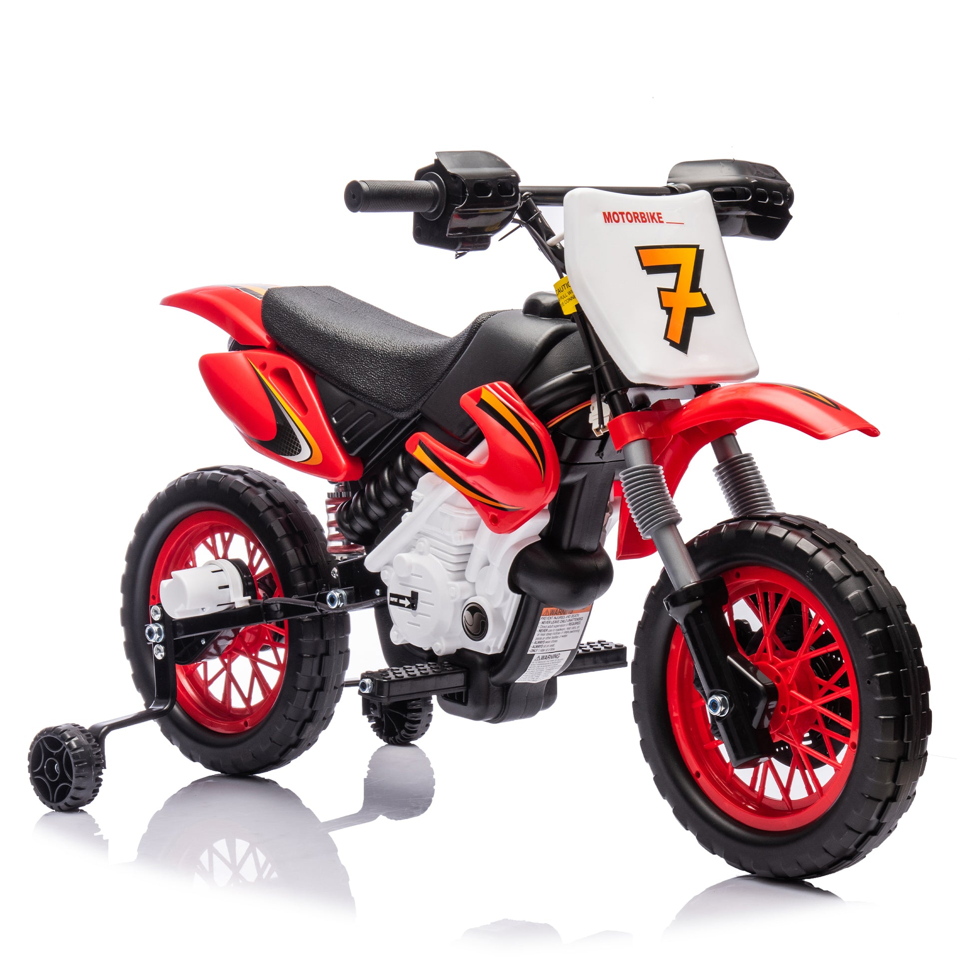 12V Kids Ride On Electric Toy Motorcycle,Rear Suspension,Twist Grip Throttle,Slow Start,Removable Training Wheels,Indie Music Box With Horn And Engine,Simulation Of Dirt Bike Modeling For Kids 3 8. Red 50 99 Lbs Polypropylene