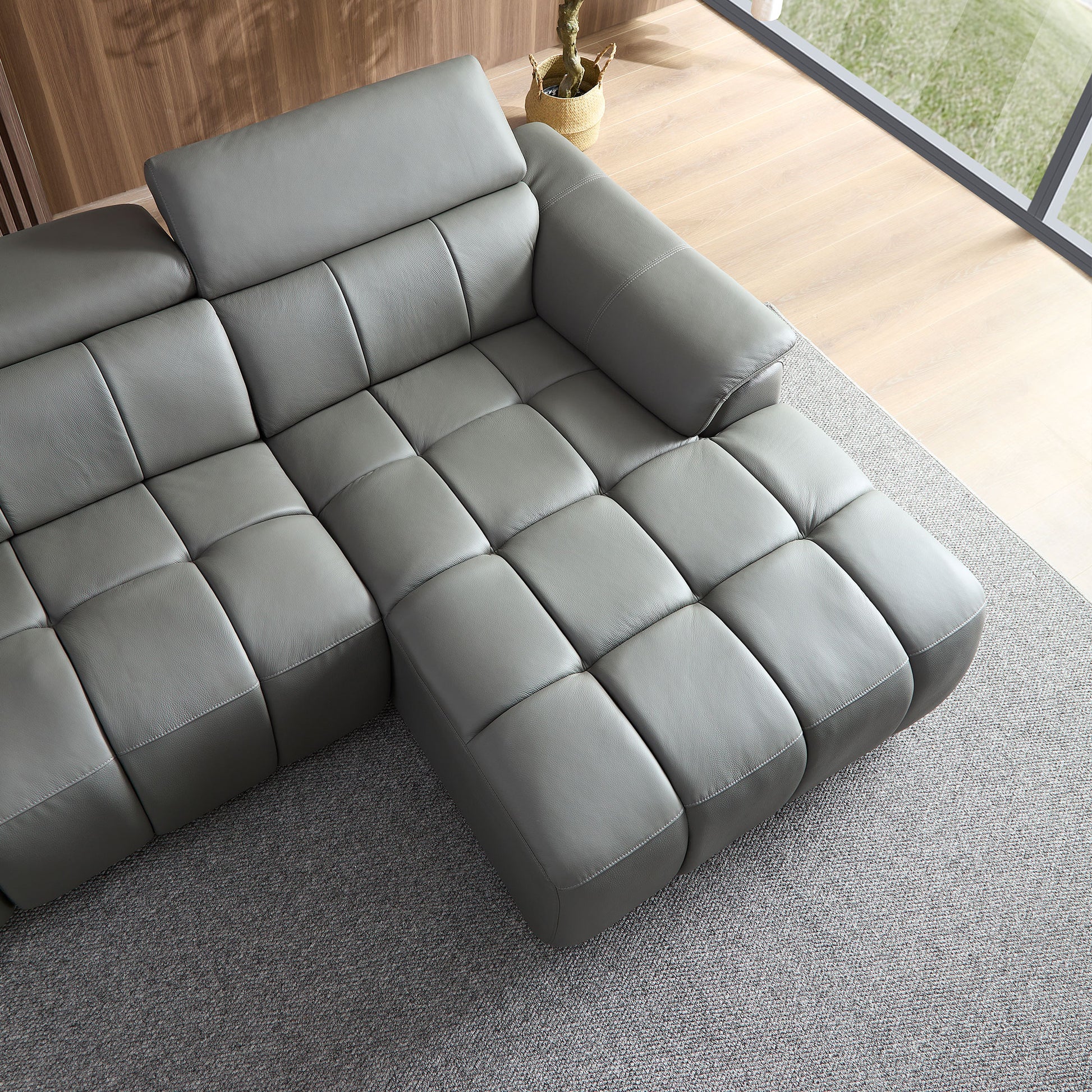 Wall Hugger Reclining Sofa Modern Electric Control Genuine Leather L Shaped Couch,Lounge Seat Theater Seating Furniture With Usb Port, Sofa With Headrest & Footrest For Living Room,Apartment,Office Dark Grey Genuine Leather 3 Seat