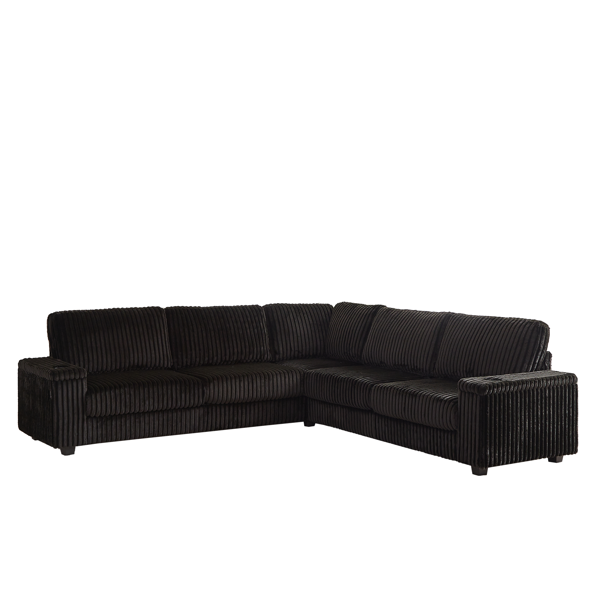 110 Inch Oversized Corduroy Corner Sofa,L Shaped Corner Couch With Two Storage Spaces,Usb Port & T Pyce Port And Cup Holderdeep Seat Comfy Upholstered Couches For Living Room Not Freely Combinable Black Corduroy 5 Seat