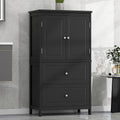 Bathroom Storage Cabinet, Cabinet With Two Doors And Drawers, Adjustable Shelf, Mdf Board, Black Black Mdf