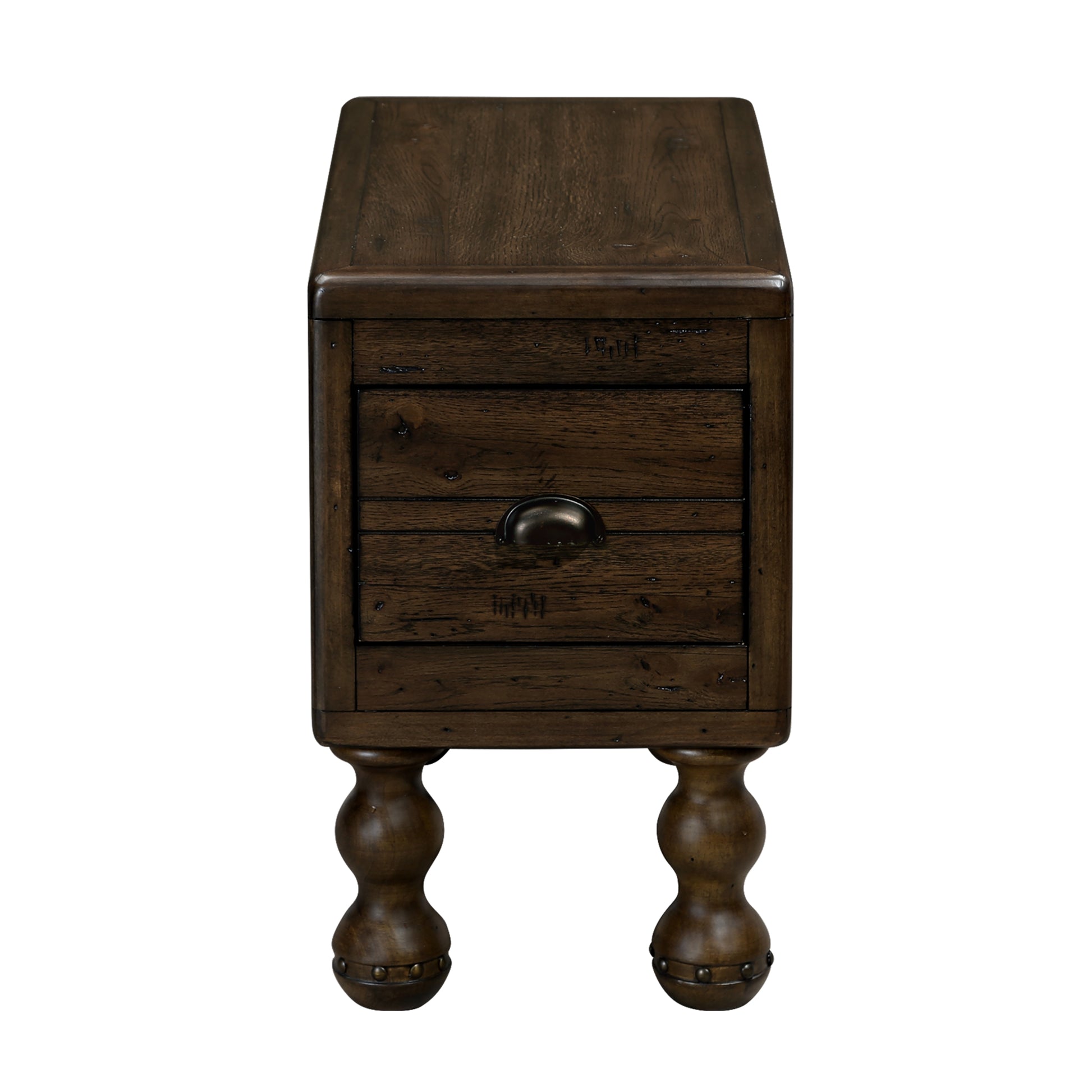 Solid Wood End Table, Rectangle 23.6 Inch Narrow Side Table With Drawer, Vintage Bedside Table Nightstand For Small Spaces, Living Room, Bedroom, Easy Assembly, Espresso Espresso Pine