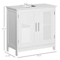 Kleankin Modern Under Sink Cabinet With 2 Doors, Pedestal Under Sink Bathroom Cupboard, Bathroom Vanity Cabinet With Adjustable Shelves, White White Mdf Metal