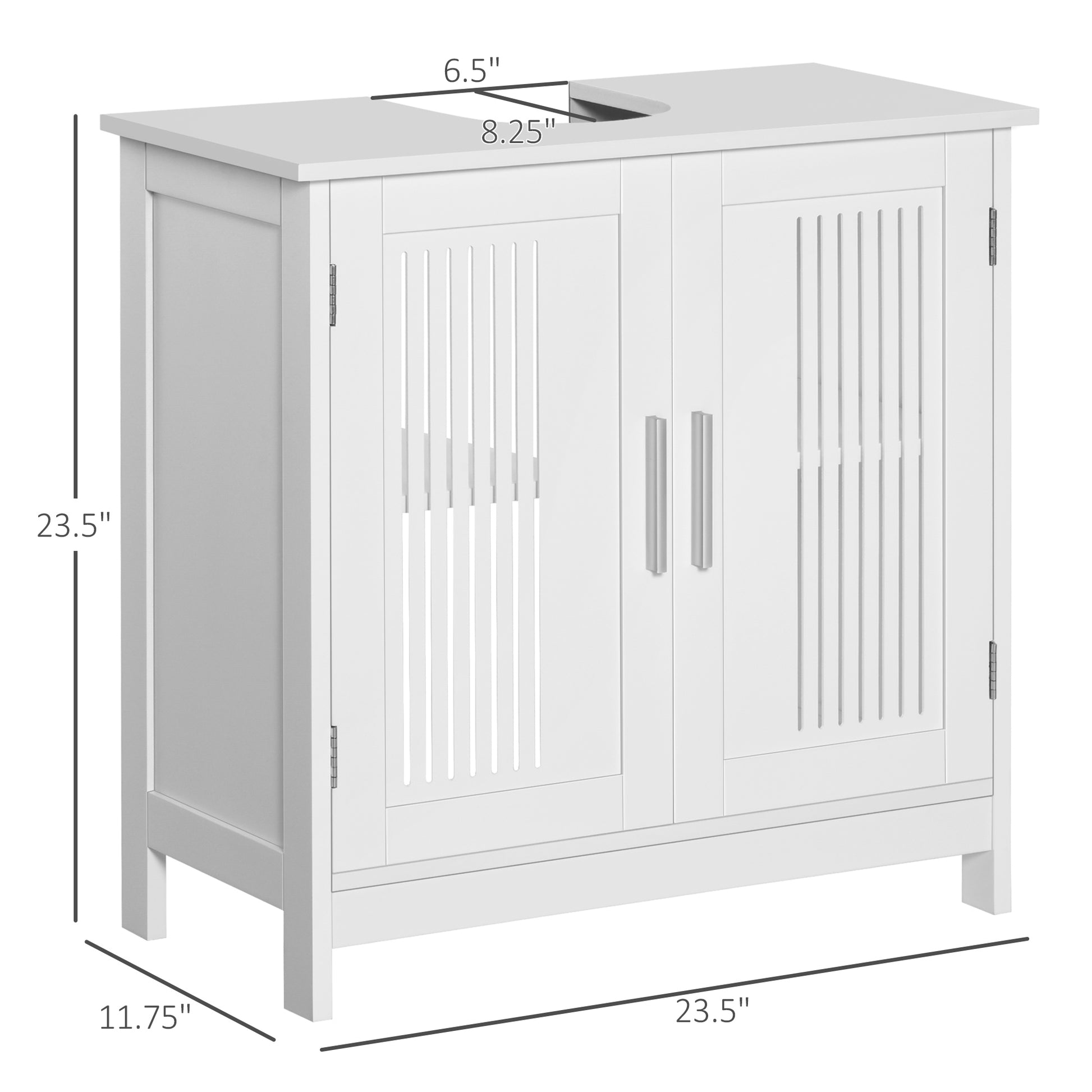 Kleankin Modern Under Sink Cabinet With 2 Doors, Pedestal Under Sink Bathroom Cupboard, Bathroom Vanity Cabinet With Adjustable Shelves, White White Mdf Metal