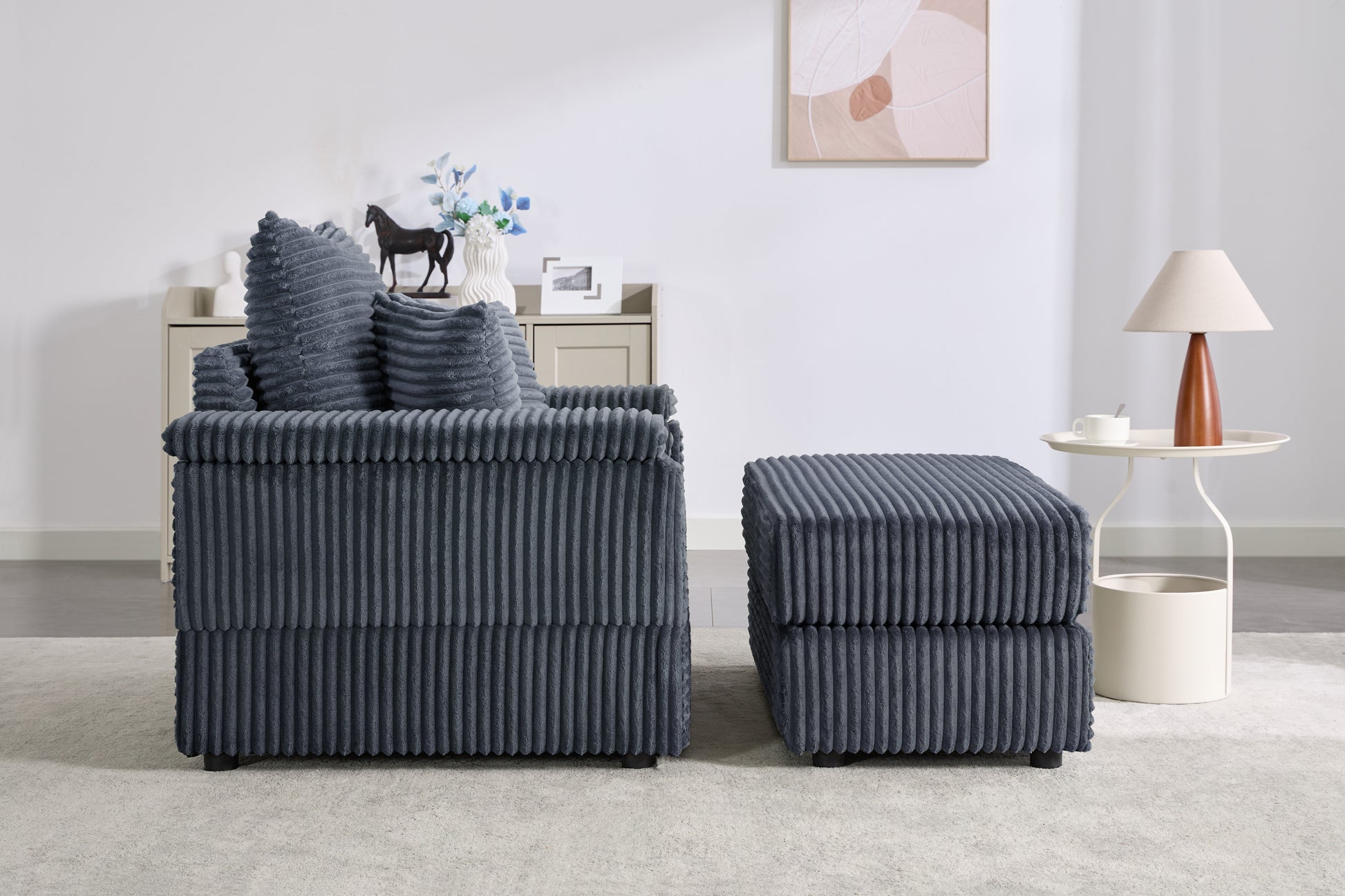 Sofa With Storage Footrest Gray Plywood 1 Seat