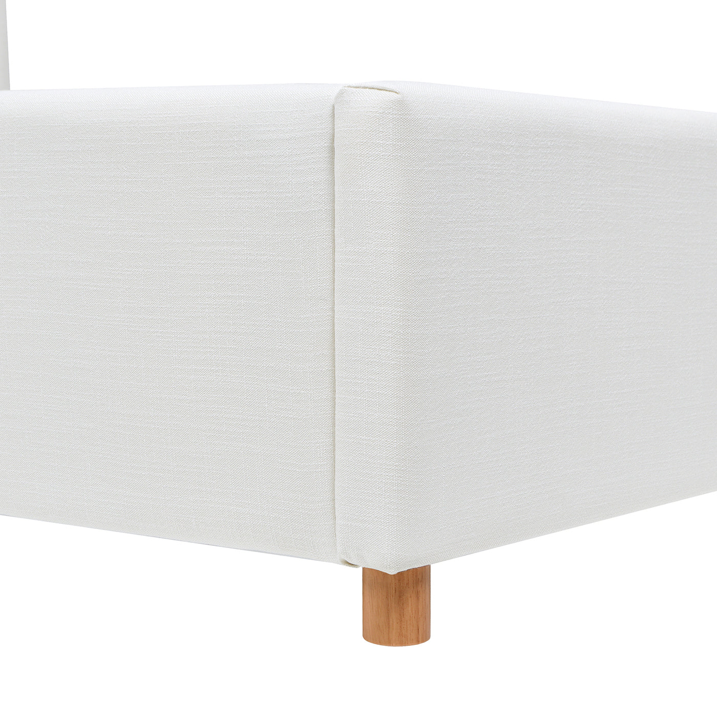 Miramar King Cushion Back Headboard Platform Bed Frame, Antique White Polyester Box Spring Not Required King Antique White Wood Foam Polyester Polyester