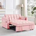 Convertible Sofa Bed In 3 Lengths, Modem Velvet Pulaut Bed, Adjustable Back And Wih Usb Port And Hidden Laptop Desk Table For Living Room, Smal Space,Pink Pink Velvet 2 Seat