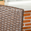 Outsunny Stackable Pe Rattan Outdoor Dining Chairs With Cushions, Set Of 2 Patio Wicker Dining Chairs With Armrests And Backrest For Patio, Deck, Cream White Blue Steel