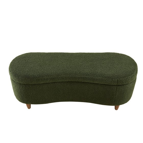 Boucle Flip Top Storage Bench Green See Below Green Wood