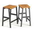 3 Pcs Dining Table Set Rustic Retro Breakfast Table Dining Stools Rubberwood For 2 With Two Open Shelves For Small Space Kitchen Dining Room W69165661 Black Rubber Wood