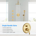 Brushed Gold Shower System With Handheld And 4 Body Sprays Brushed Gold Brass